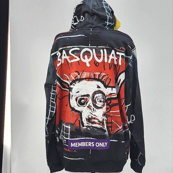 Jean-Michel Basquiat + Members Only Graphic Print Pullover Hoodie Sweatshirt L - Picture 6 of 11